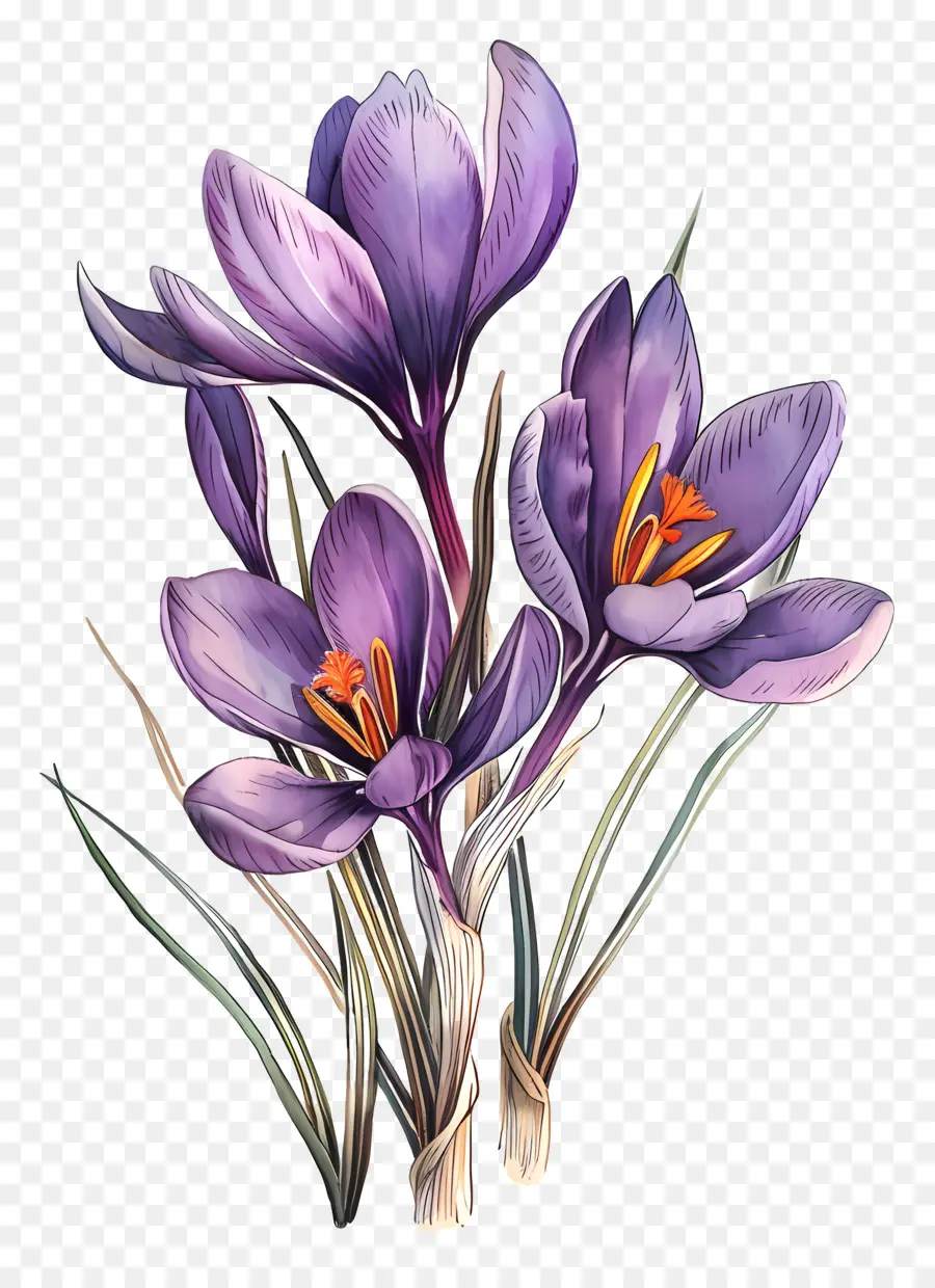 Safran Crocus，Fleurs De Crocus Violets PNG