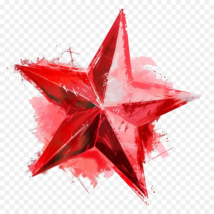 Le Red Star，éclaboussure De Peinture PNG