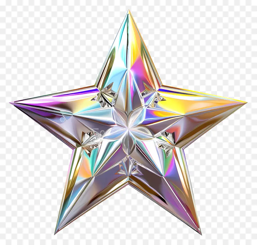 Silver Star，Cristal Holographique PNG
