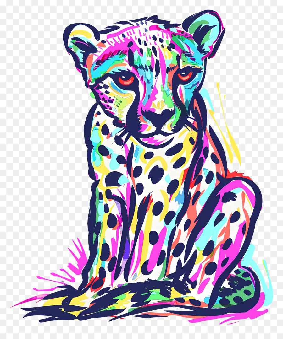 Guépard，Guépard Coloré PNG