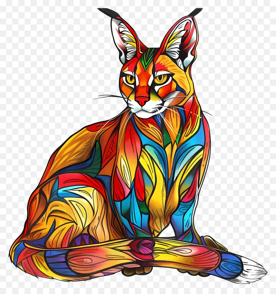 Caracal，Chat Multicolore PNG