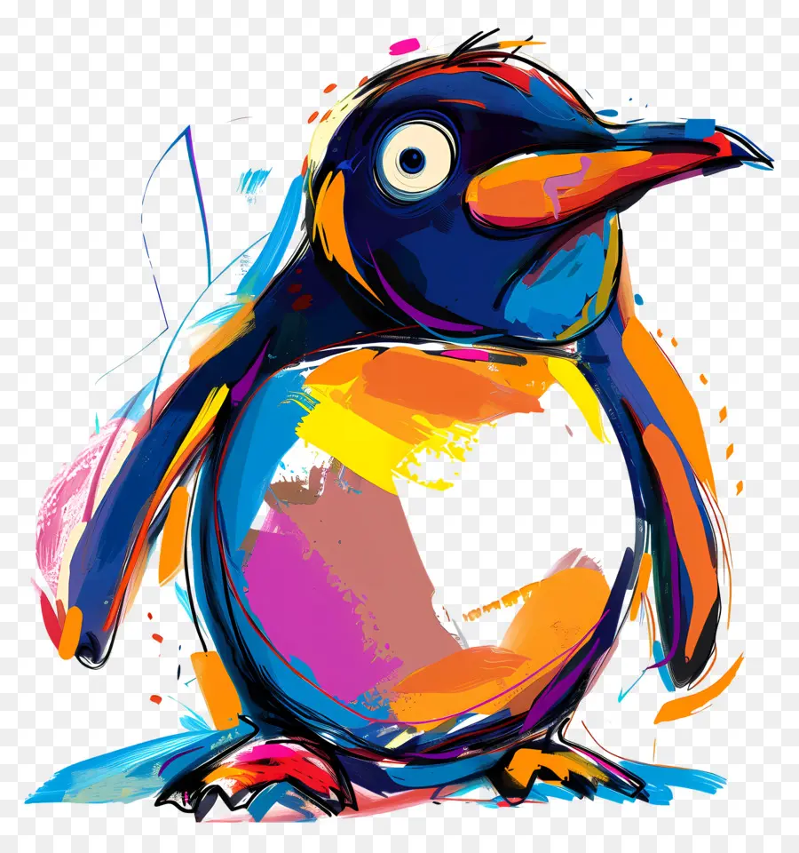 Cartoon Pingouin，Pingouin Coloré PNG