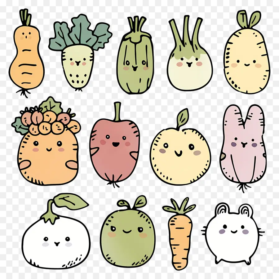 Légumes Kawaii，Fruits De Dessins Animés Mignons PNG