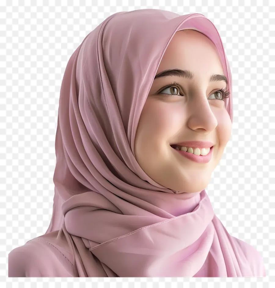 Hijab Fille，Foulard Rose PNG