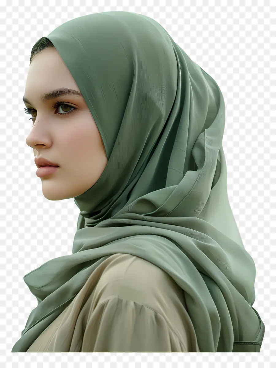 Fille Hijab，Femme En Hijab Vert PNG