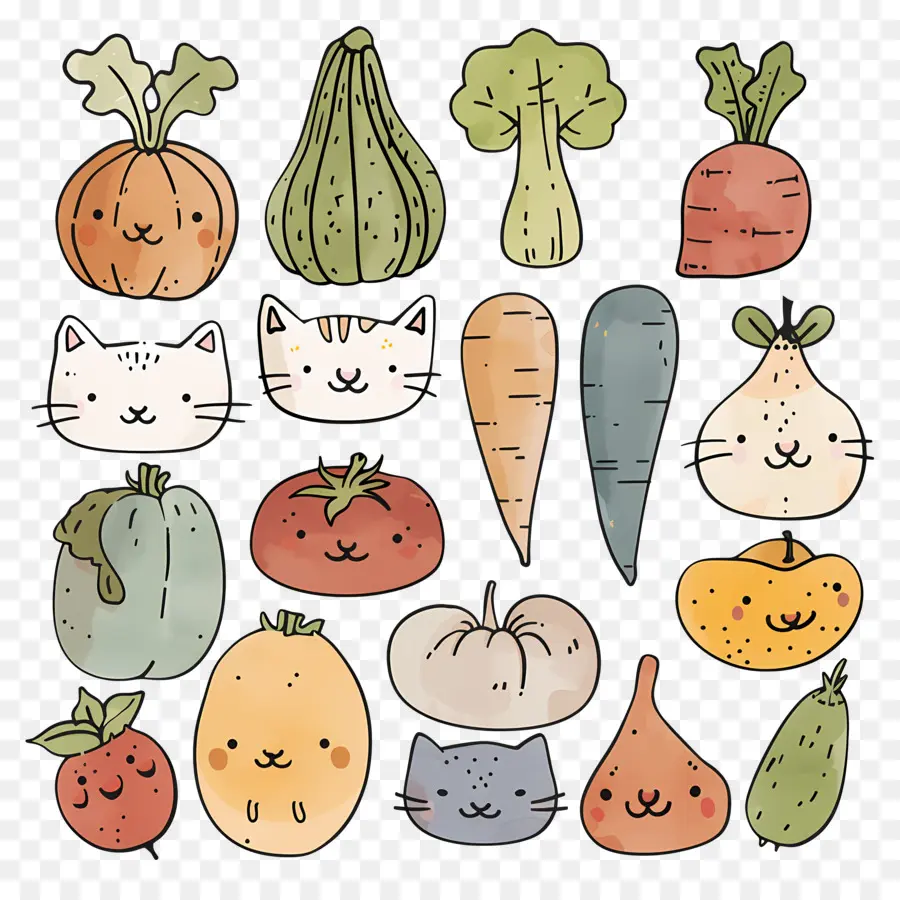 Légumes Kawaii，Légumes PNG