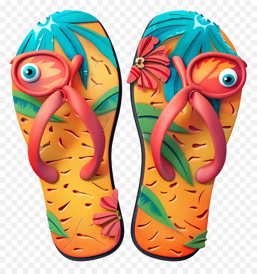 Flip Flop，Les Tongs Orange PNG