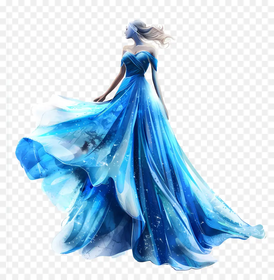 Robe De Mariée Bleue，Femme PNG