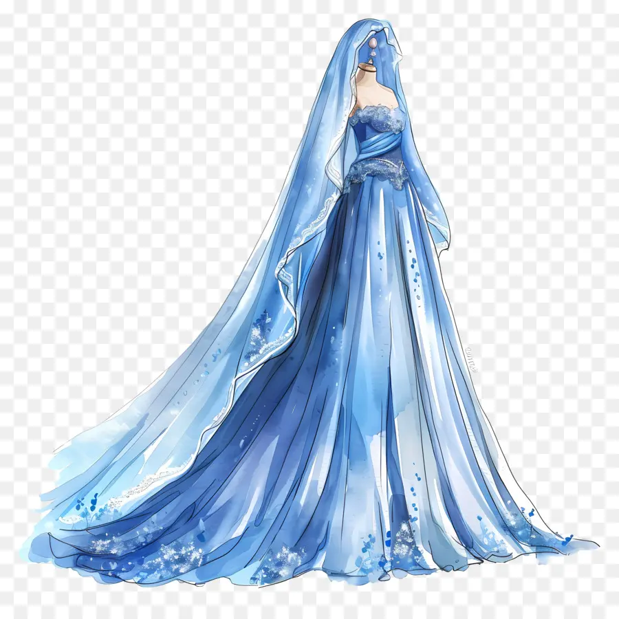 Robe De Mariée Bleue，Robe Bleue PNG