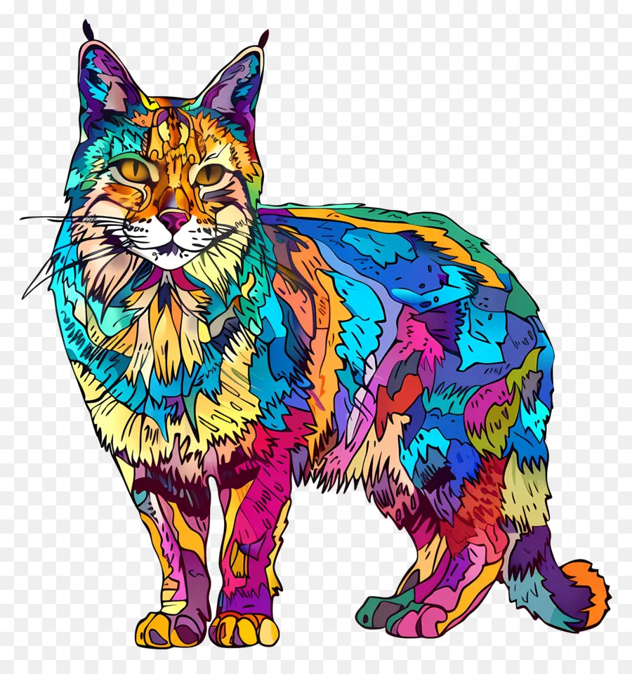 Chat Sauvage，Chat Coloré PNG