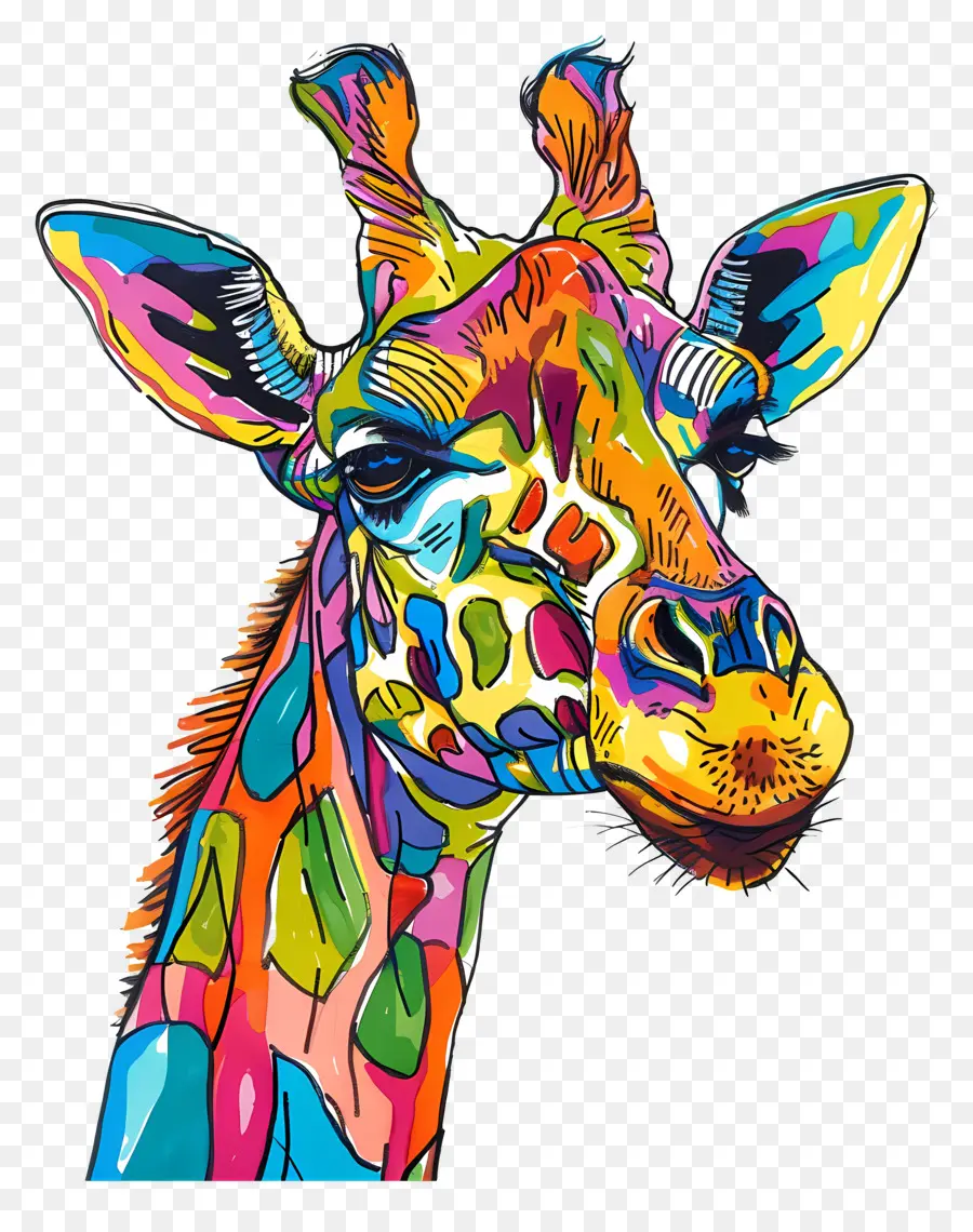 Girafe Colorée，Artistique PNG