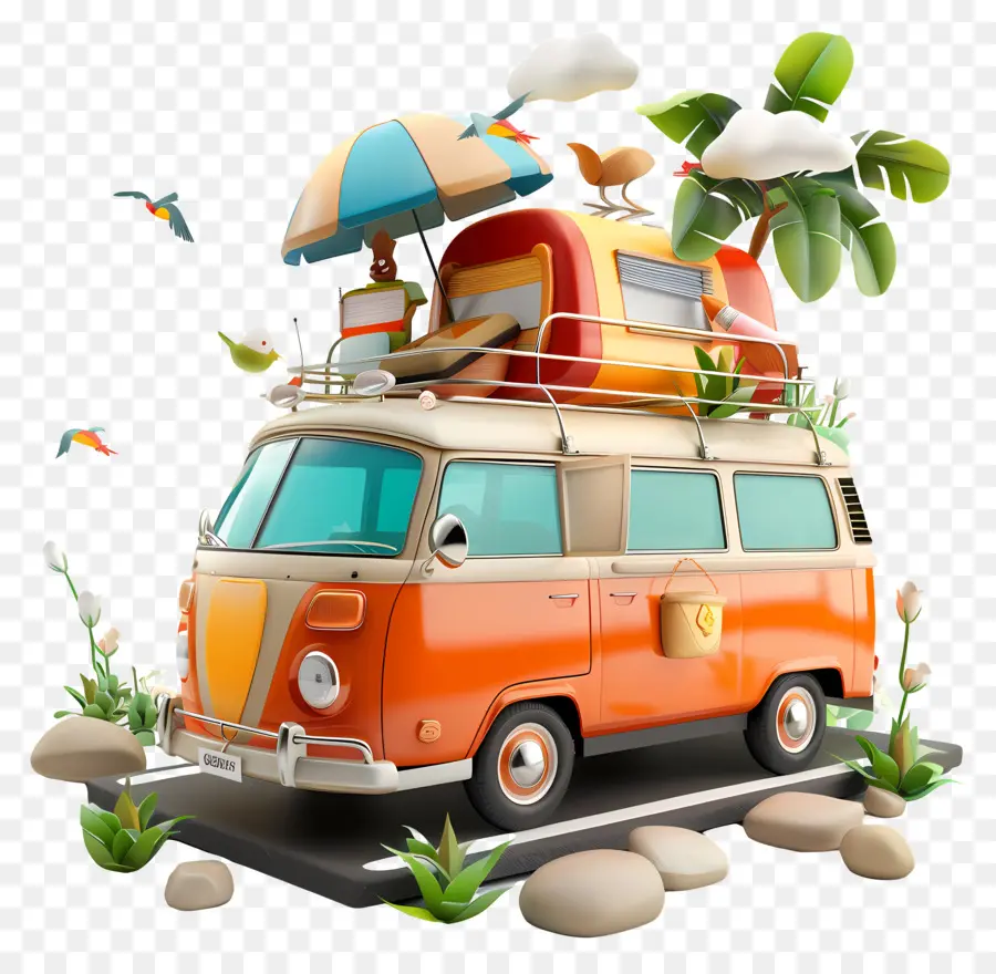 Jour De Voyage Sur La Route，Volkswagen Van PNG