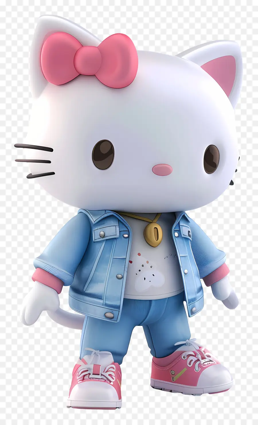 Bonjour Minou，Chat De Dessin Animé En Tenue Denim PNG