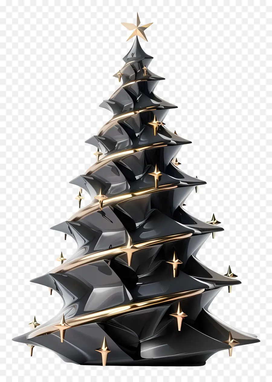 Arbre De Noël，Arbre De Noël Noir Et Or PNG