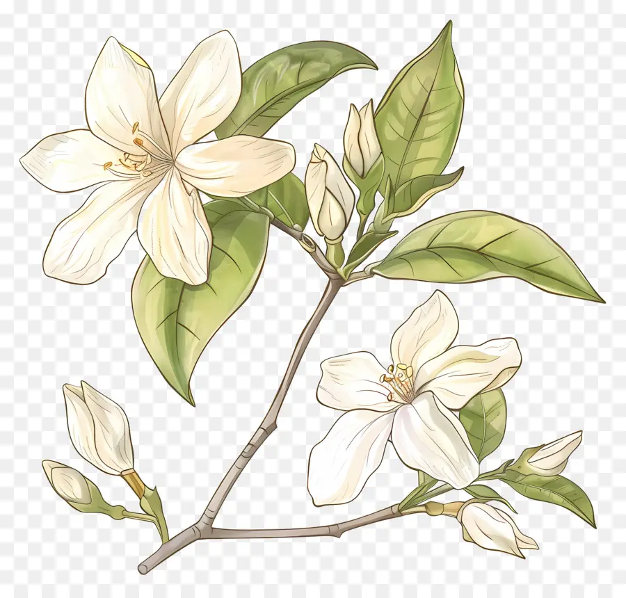 Fleur De Jasmin，Pétales Blancs PNG