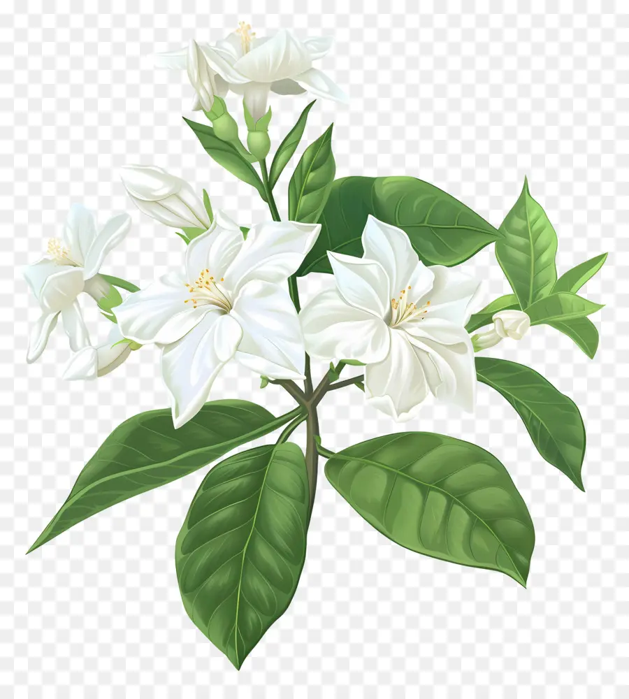 Fleur De Jasmin，Branche Avec Des Fleurs PNG