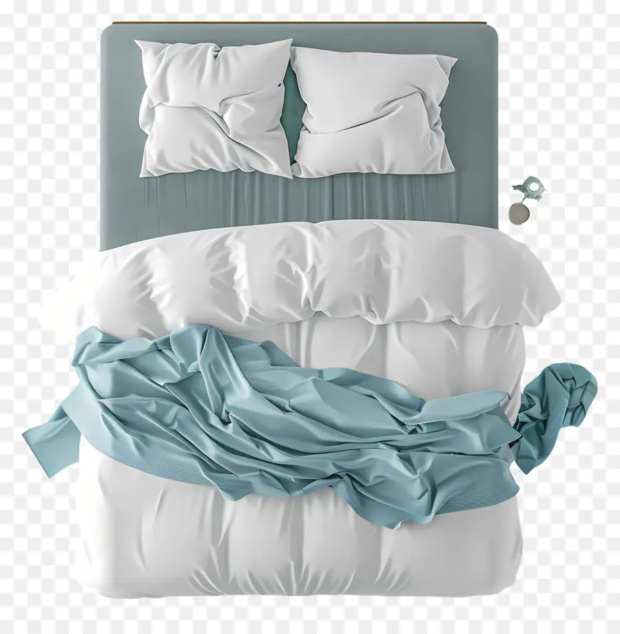 Vue Du Dessus Du Lit，Lit Avec Couverture Bleue PNG