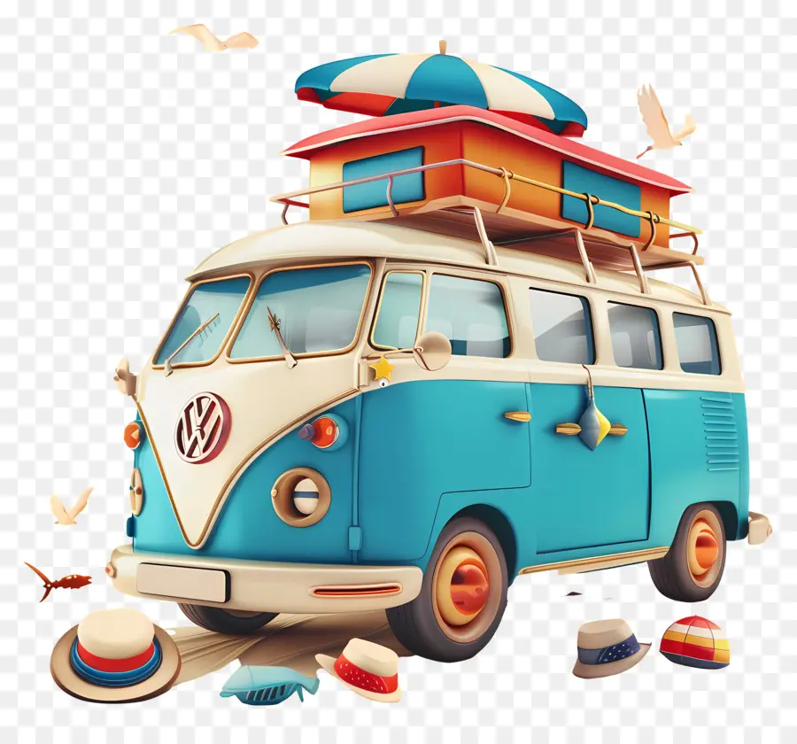 Jour De Voyage Sur La Route，Bus Volkswagen Vintage PNG
