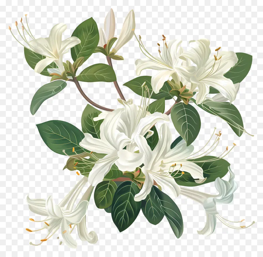 Fleurs De Chèvrefeuille，Lys Blanc PNG