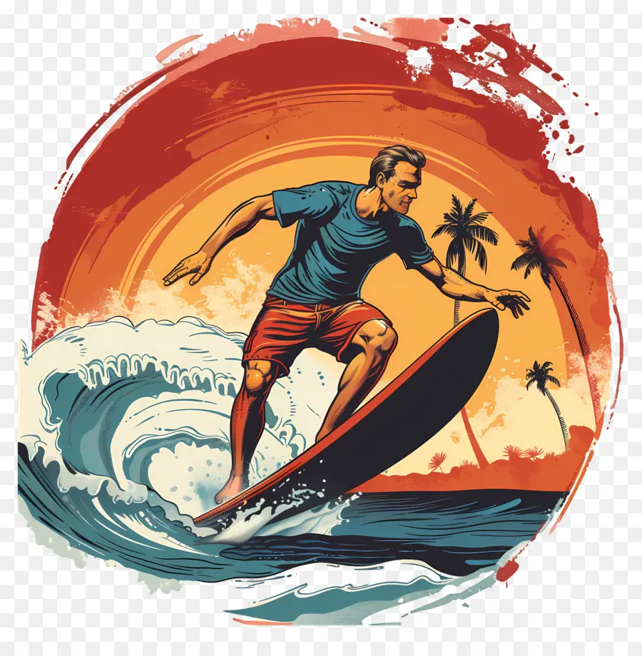 Surf，Coucher De Soleil PNG
