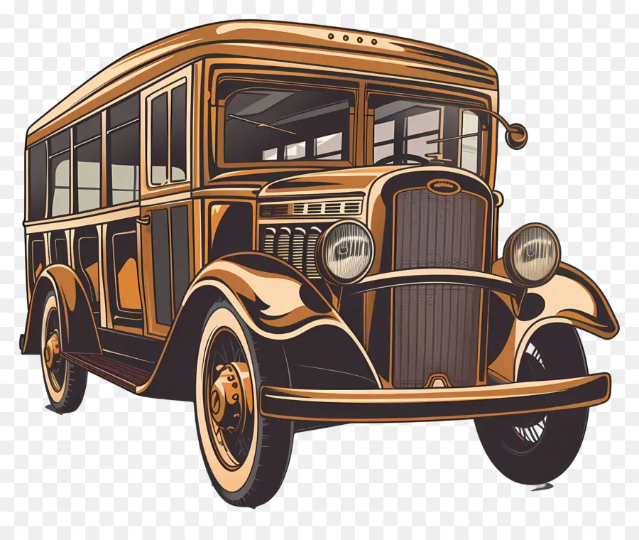 Voiture，Bus Scolaire Vintage PNG