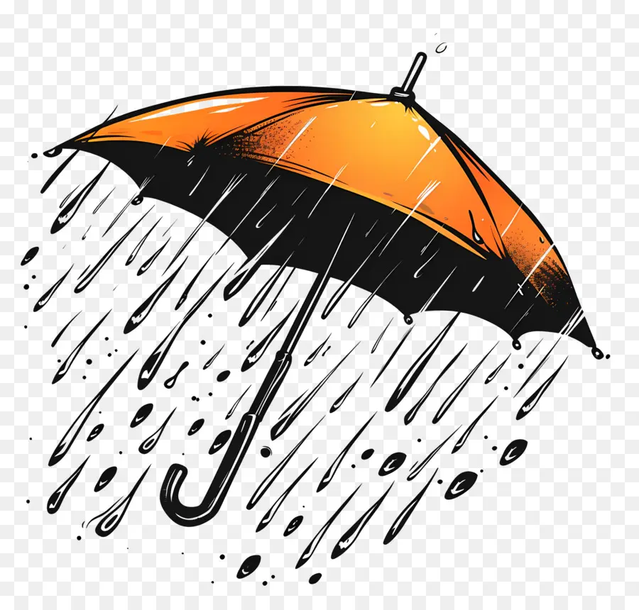 La Pluie，Parapluie Orange PNG