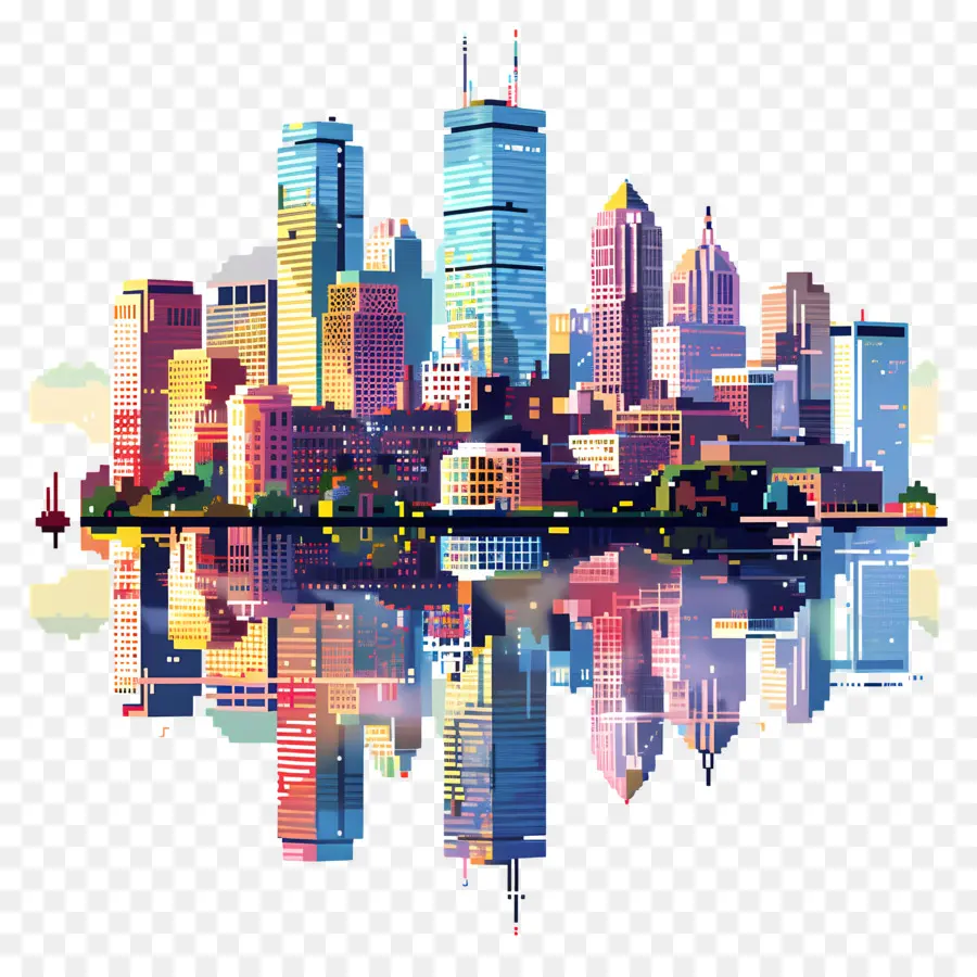 Paysage Urbain De Boston，Pixel Art Cityscape PNG