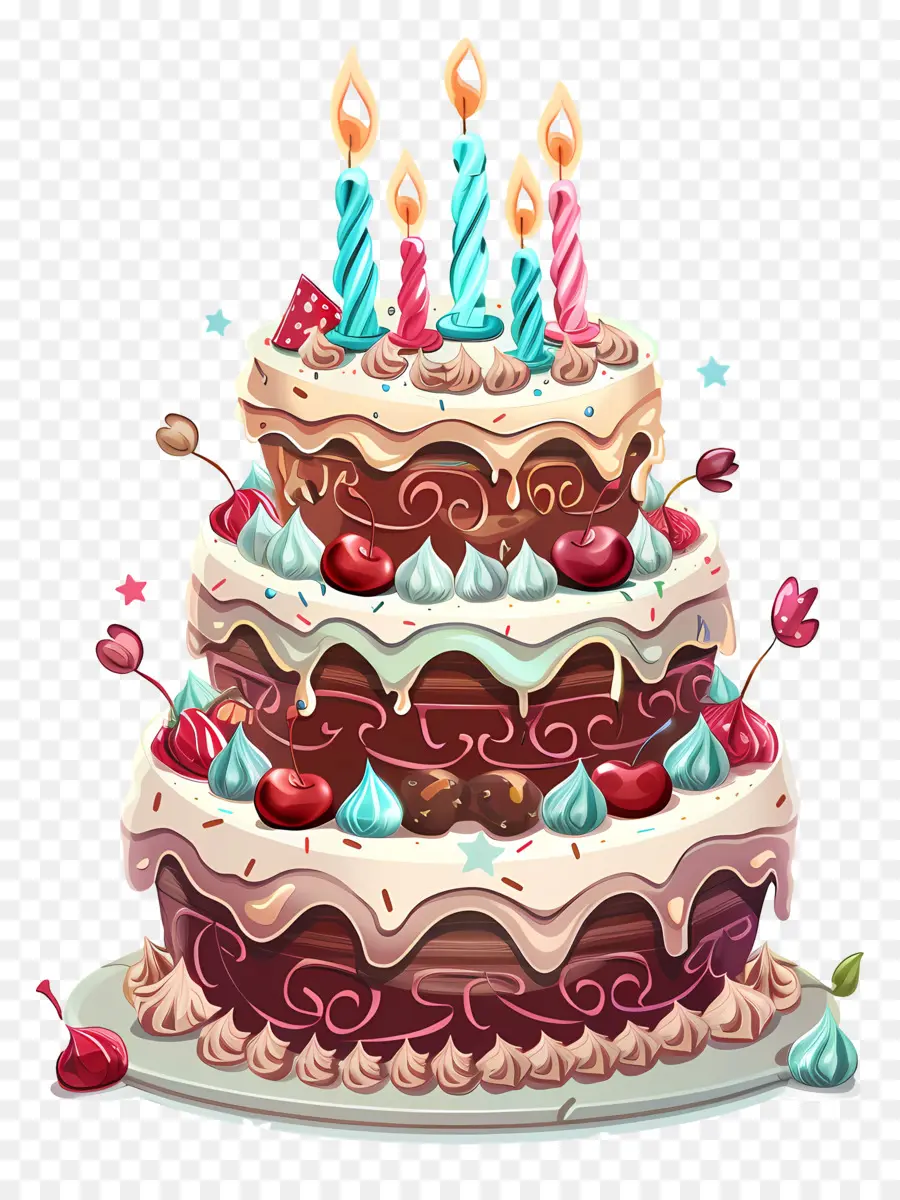 Gâteau D'anniversaire，Gâteau De Dessin Animé PNG