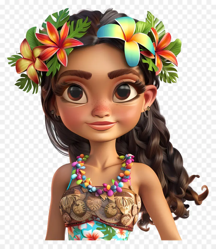 Dessin Animé De Fille D'hawaï，Robe Hawaïenne PNG