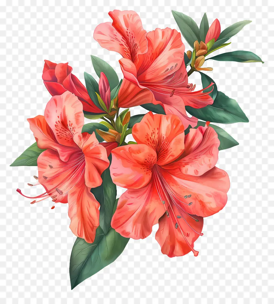 Fleur D'azalée，Peinture à L'aquarelle PNG