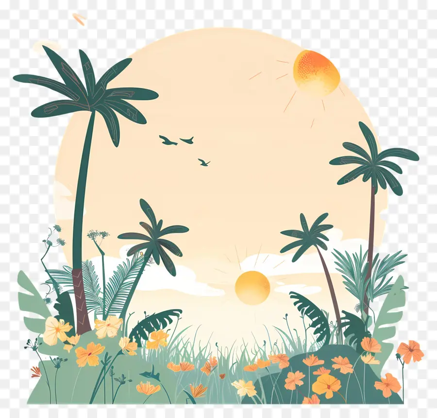 L'été Commence，Paysage Tropical PNG