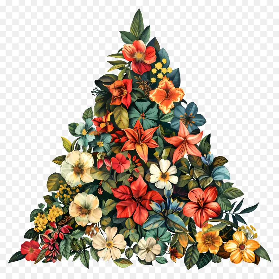 Triangle Floral，Fleurs Colorées PNG