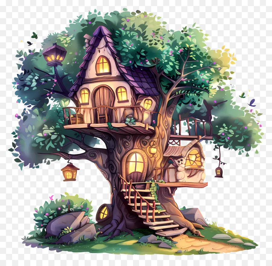 Maison De L'arbre Magique，Fantastique Maison PNG