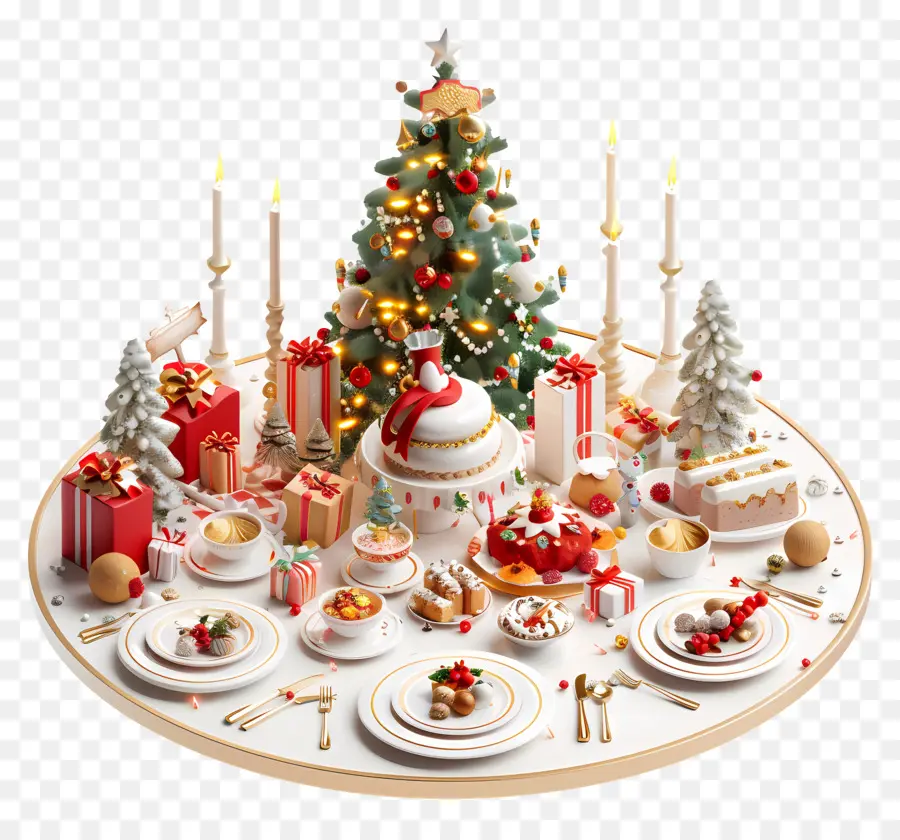 Table De Noël，Fête Des Vacances PNG