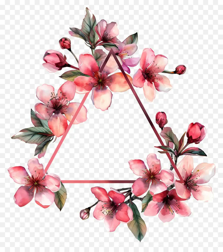 Triangle Floral，Fleurs Roses PNG