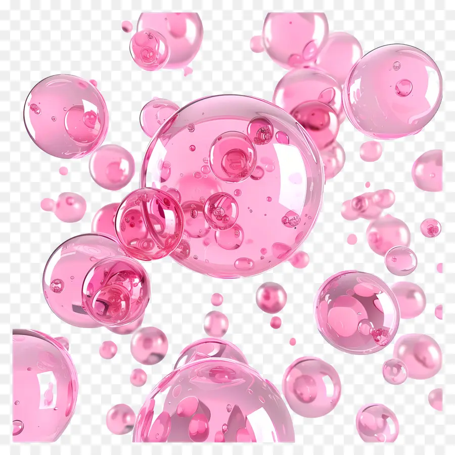 Des Bulles Roses，Arrière Plan Noir PNG