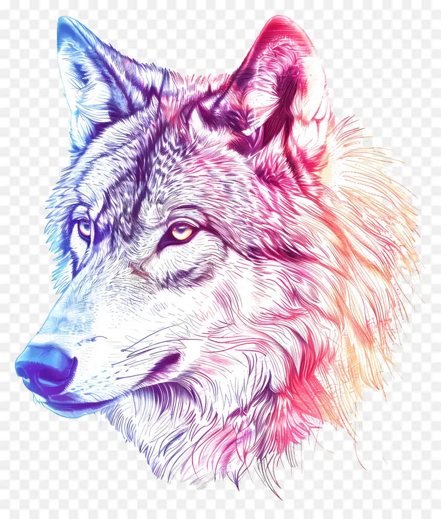 Tête De Loup，Loup Coloré PNG