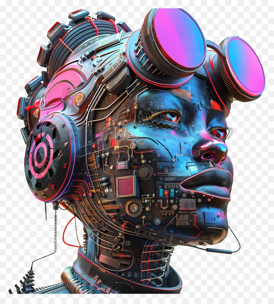 Cyberpunk，Tête Futuriste PNG