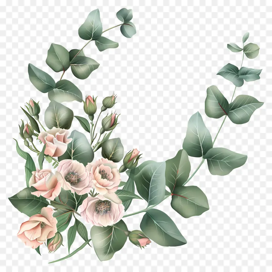 Fleurs Eustoma，Couronne De Fleurs PNG