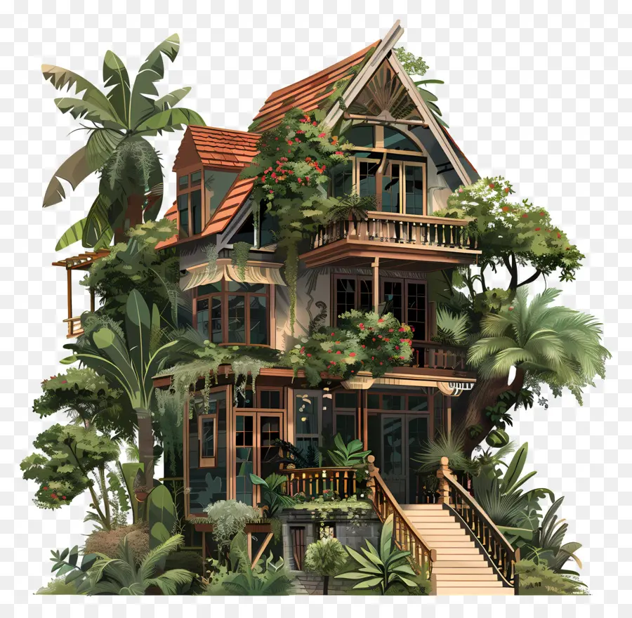 Maison Luxuriante，Maison En Bois PNG