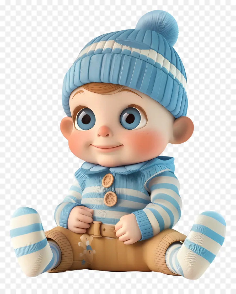 Bébé Garçon，Chapeau à Rayures Bleu Et Blanc PNG