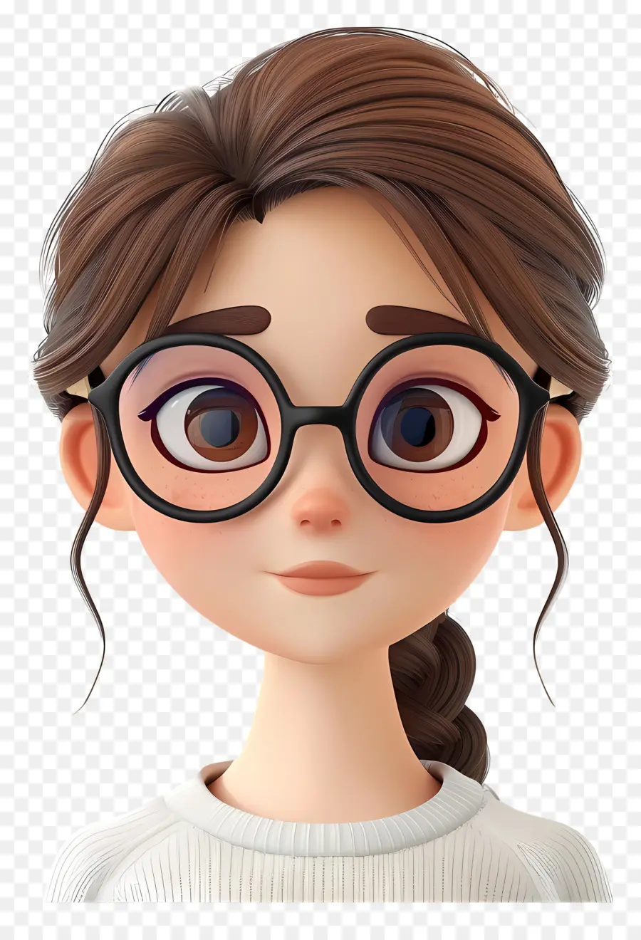 Visage De Femme De Dessin Animé，Fille à Lunettes PNG