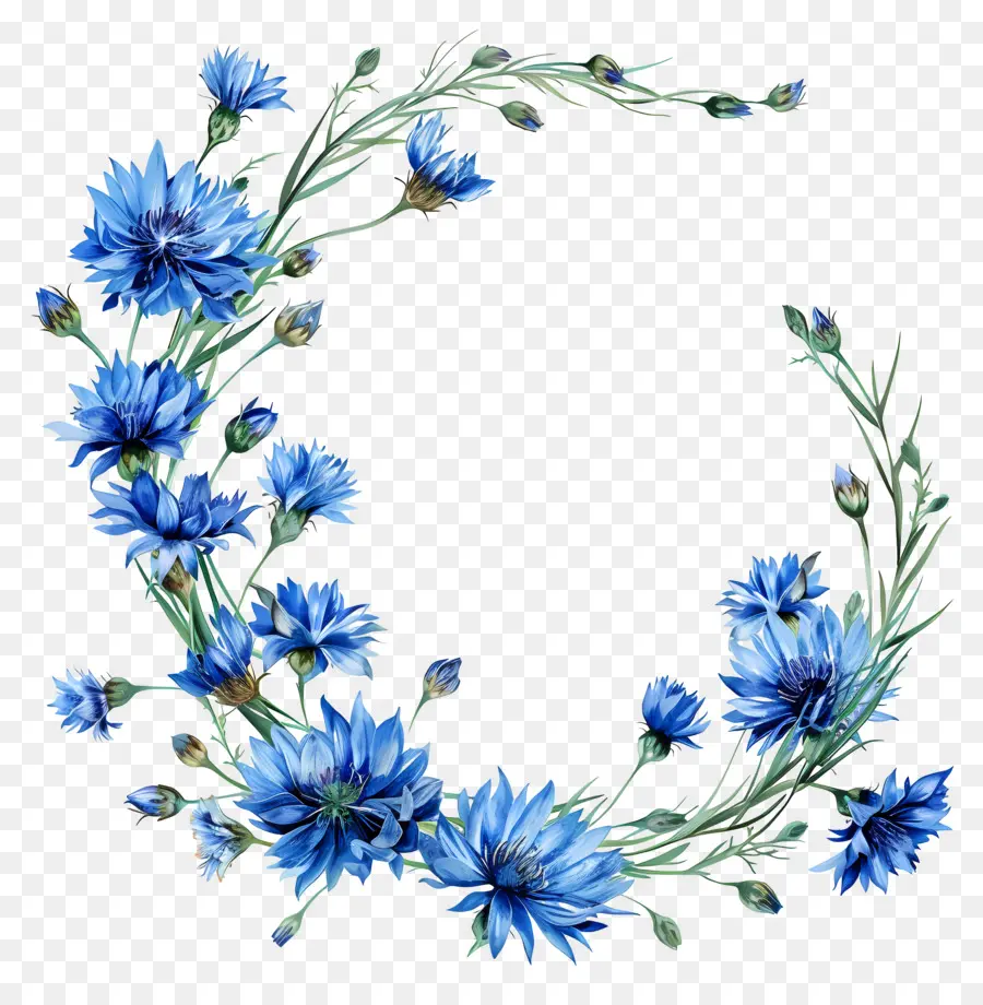 Cornflowers Bleus，Couronne De Fleurs PNG