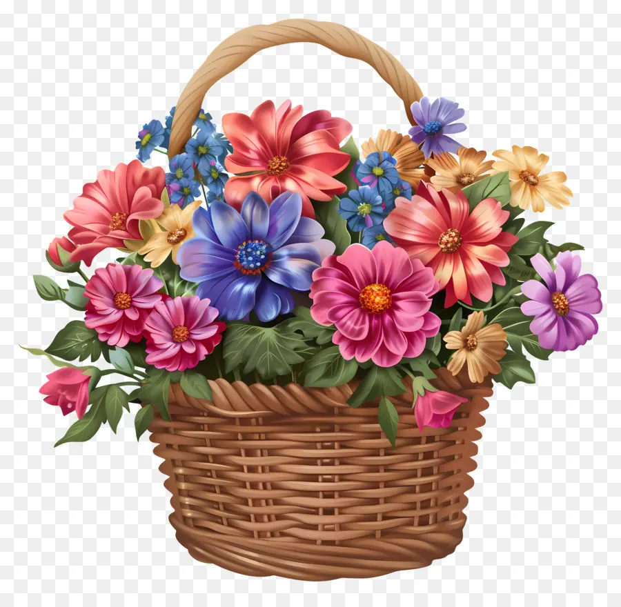 Peut Jour，Panier De Fleurs PNG