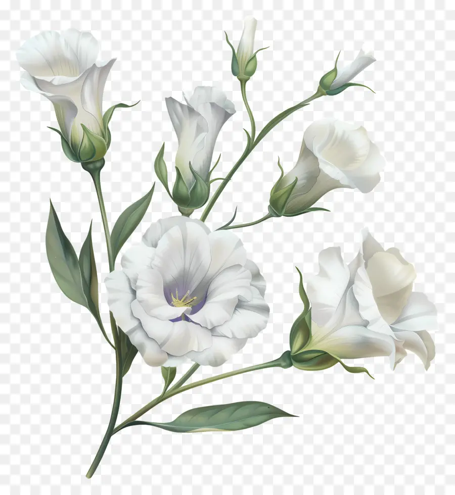 Fleurs Eustoma，Lys Blancs PNG