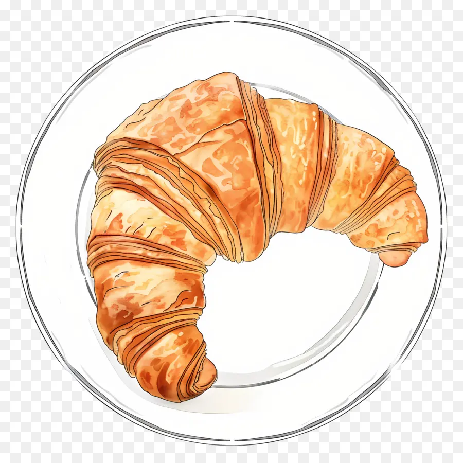 Croissant，Illustration Aquarelle PNG