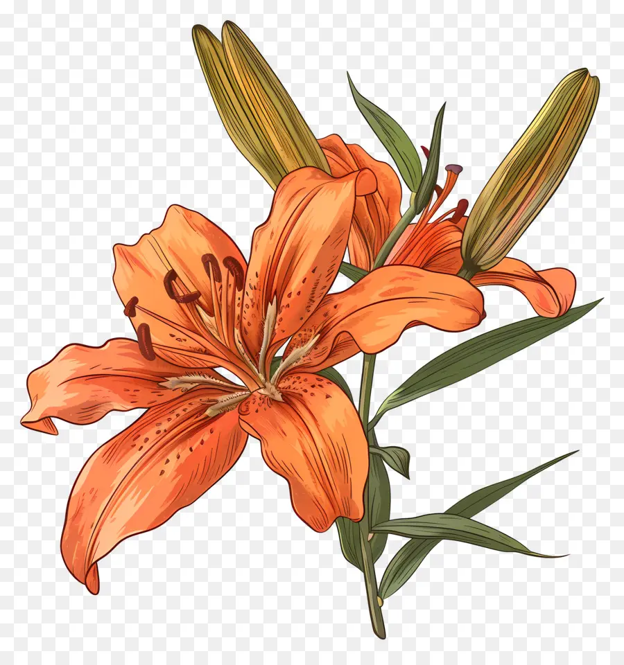 Lys Orange，Fleurs Illustration PNG