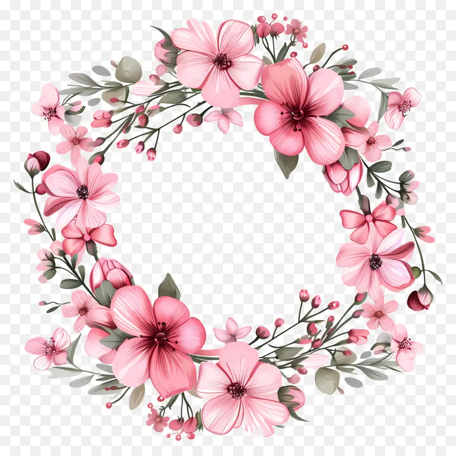 Cadre Rond à Fleurs Roses，Rose Couronne De Fleurs PNG