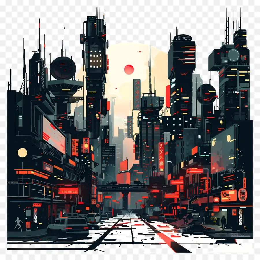 Paysage Urbain Cyberpunk，Ville Futuriste PNG