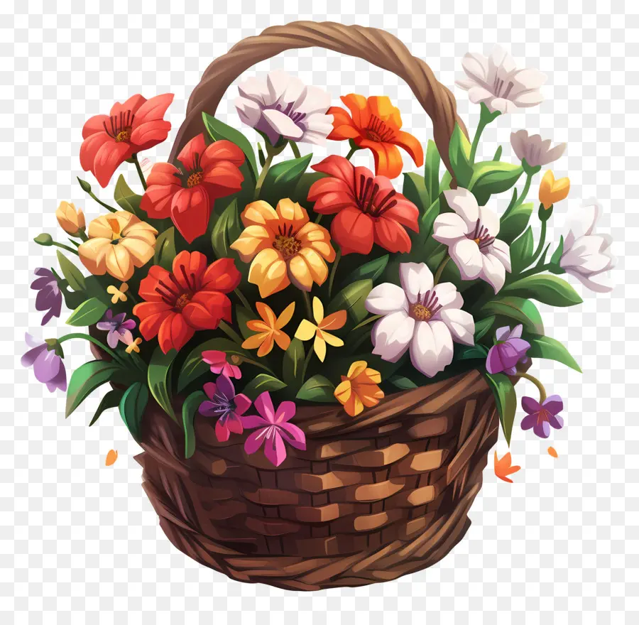 Peut Jour，Panier De Fleurs PNG